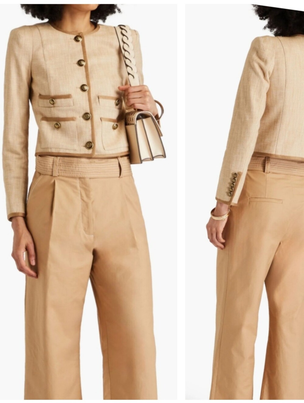 Veronica Beard Charisse Cotton Blend Jacket Beige Camel Size 12